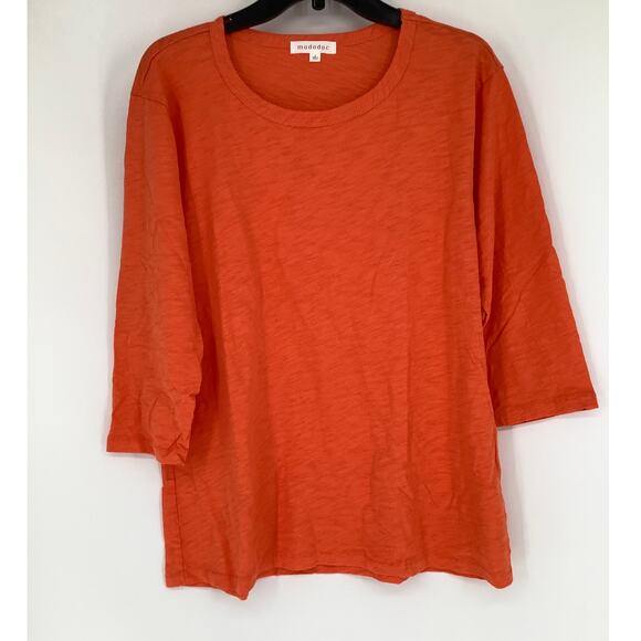 Mododoc Women's Large Orange Clay 3/4 Sleeve Favorite Tee Shirt Crew Neck O8-14 - Picture 3 of 9